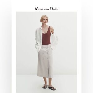 NWT massimo dutti button down linen skirt